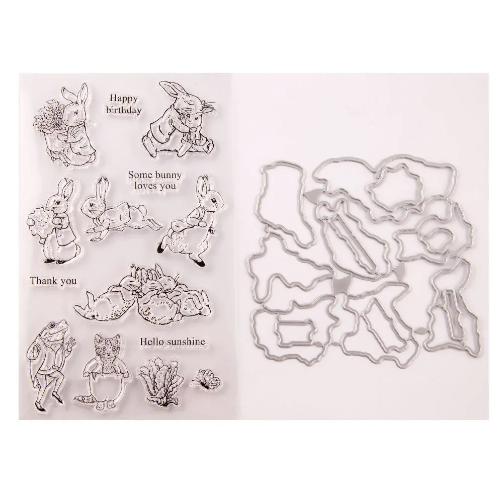 

Clear Stamps and Cutting Dies Set for DIY Scrapbooking Paper Cards Craft T1694 Rabbit