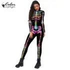 Костюм Человека-скелета с 3D-принтом звездного неба для вечеринки на Хэллоуин