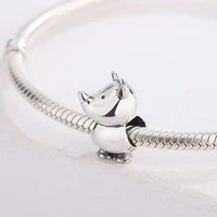 925 sterling silver animal rhinoceros hand holding heart shape pendant charm bracelet diy jewelry making for original pandora