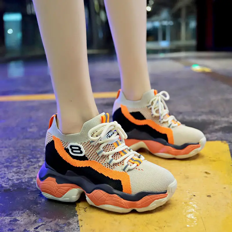 

Inner Heightening Women's Platform Casual Shoes 2019 Mesh Breathable Summer Ladies Casual Sneakers Shallow Flat Shoes