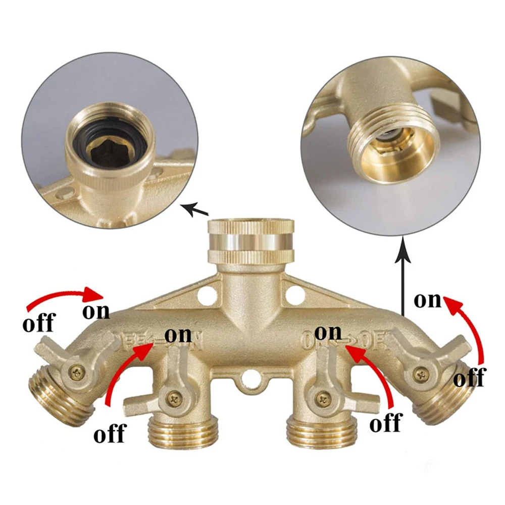 

Garden Hose Adapter 4 Way Tap Hose Connectors Garden Watering Connector Water Distributor Switch Valves