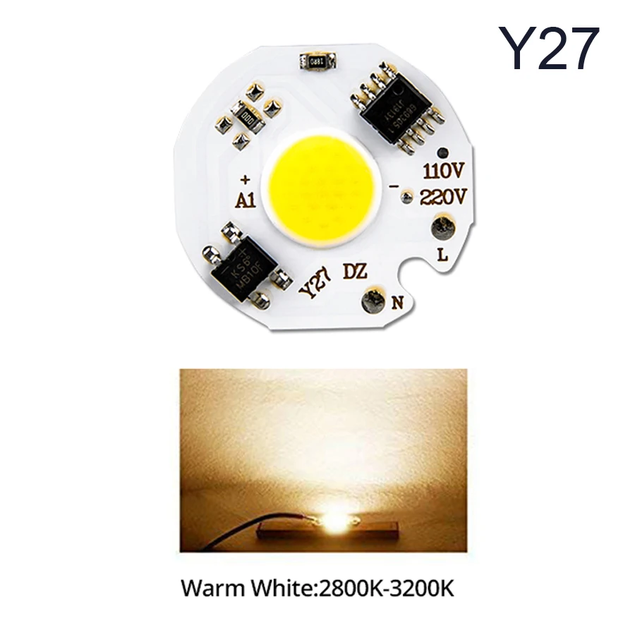 Y27 Warm White Y27 Y32 мини COB светодиодный светильник 220 В 110 В 3 Вт 5 Вт 7 Вт 9 Вт круглый светодиодный COB Чип Диодная лампа для Точечный светильник не нужен драйвер DIY прожектор светильник - Испускаемый цвет: Y27 Warm White