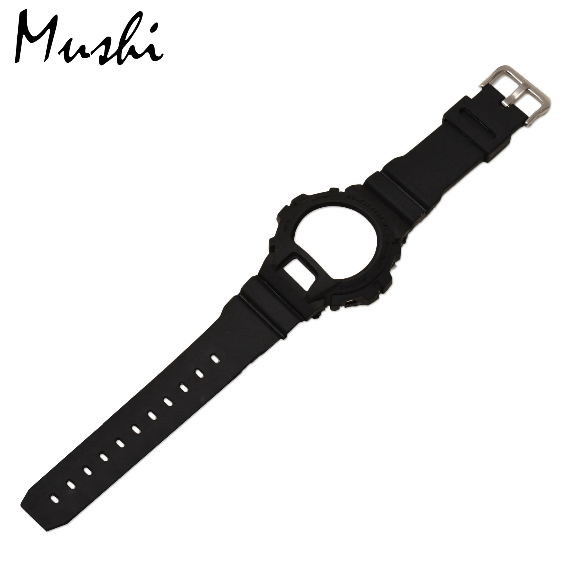 Mushi резина для Casio DW 6900 черный прозрачный синий желтый красный зеленый фиолетовый ремешок с пряжкой чехол для часов с инструментом - Цвет ремешка: Black