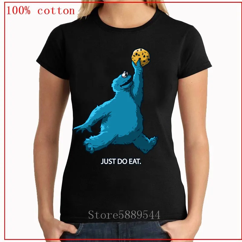 Новинка футболка Just do eat женская с изображением кунжута уличного печенья монстра