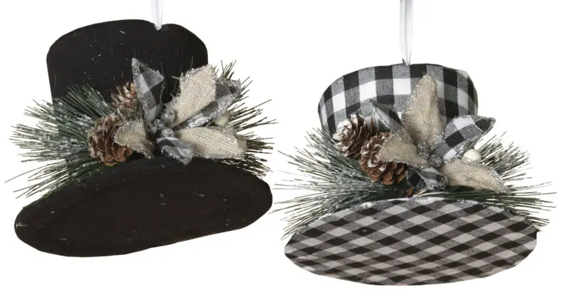 

Рождественская Праздничная черная клетчатая шляпа с украшением из сосны