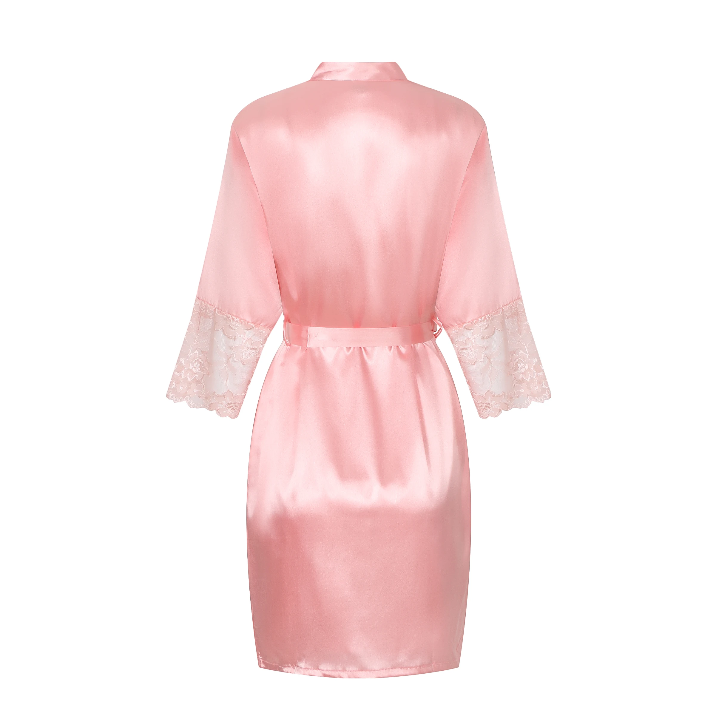 Бургундия молодой леди кимоно купальный халат с кружевом Сексуальная