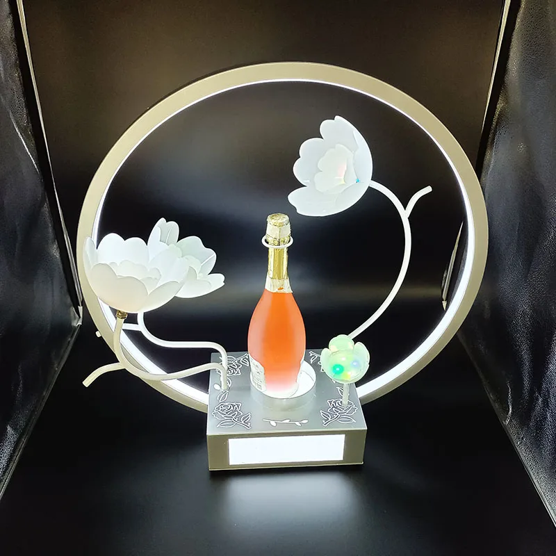 

Светодиодный перезаряжаемый держатель для напитков в виде цветка лотоса, шампанского, коктейля, виски, бара, бутылки, презентатор для ночного клуба, декор для свадебной вечеринки