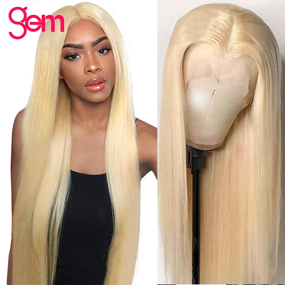 

HD Transparent Lace Frontal Wigs 613 Lace Front Wigs GEM Hair Straight Human Hair Wigs Brazilian 13x6 613 Lace Wig Human Hair