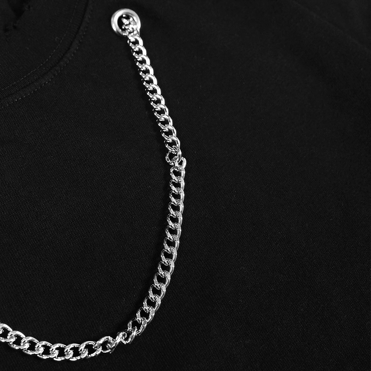 

LACIBLE T-Shirts Hip Hop Harajuku Solid Color Chain Tees Shirts Destroyed Holes Cotton Streetwear Loose Fashion Tshirts Tops