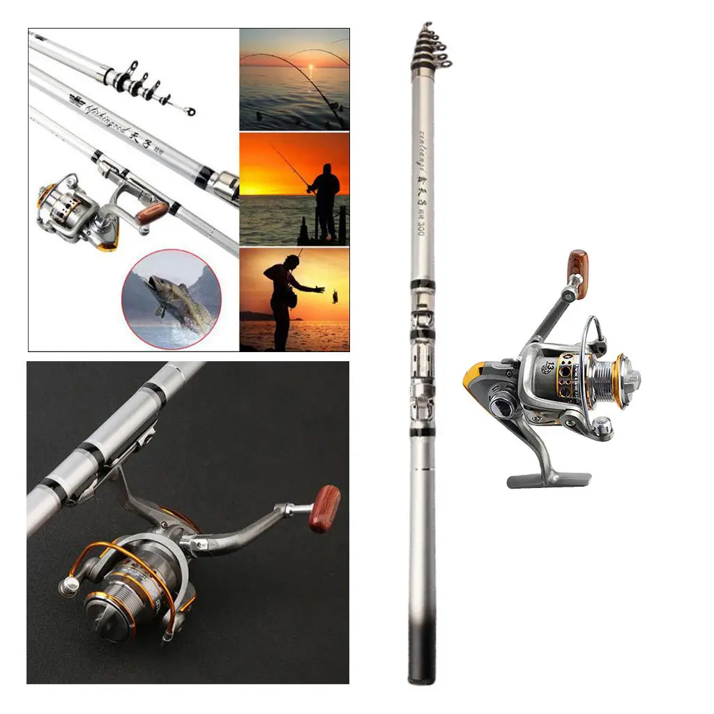 Rock Fishing Rod Portable Folding Travel Backpack Spinning Pole Reel Set | Спорт и развлечения
