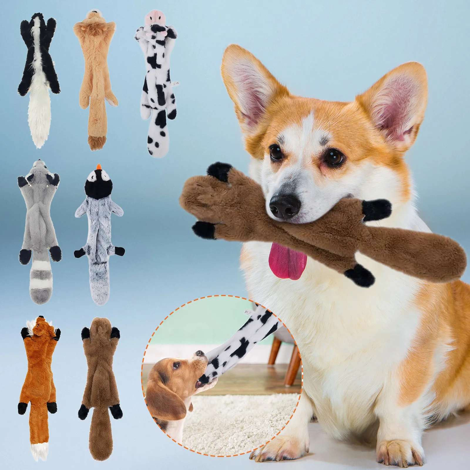 

Cute Dog Toys Stuffed Squeaking Big Pet Toy Plush Raccoon/wolf/rabbit for Dog Cat Chew Squeaky Puppy Toy for Training/Sleeping