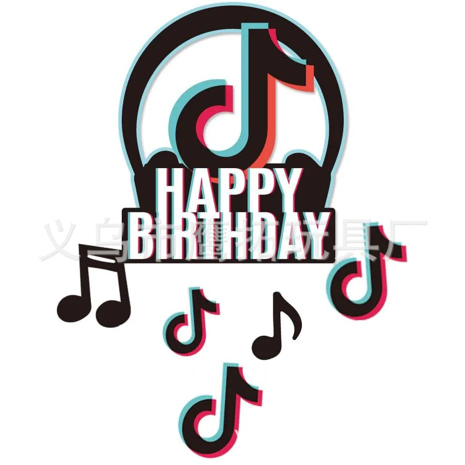 

Tik Theme Birthday Supplies Balloons Banner Cake Toppers Flags Happy Bithday Party Decor Short Video Party Supplies