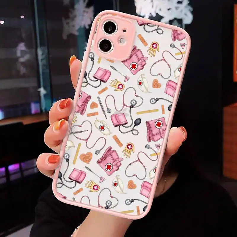 

Nurse Medical Medicine Health HePhone Case Pink matte transparent For iPhone 7 8 x xs xr 11 12 pro plus max mini Clear Funda
