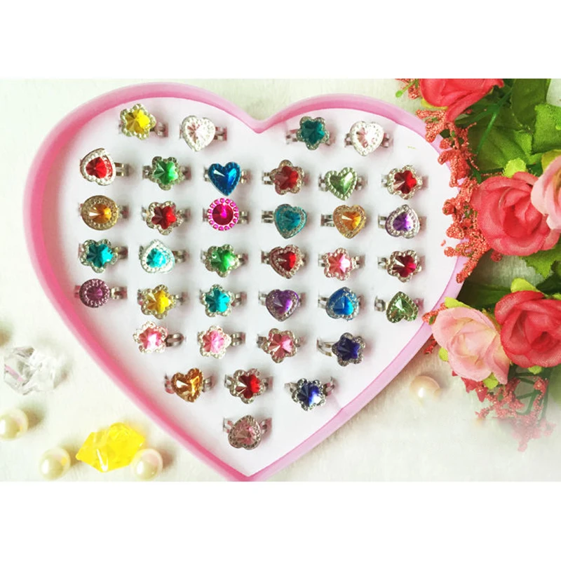 10 шт./лот Детские кольца с кристаллами игрушка кольцо в форме цветка Конфеты