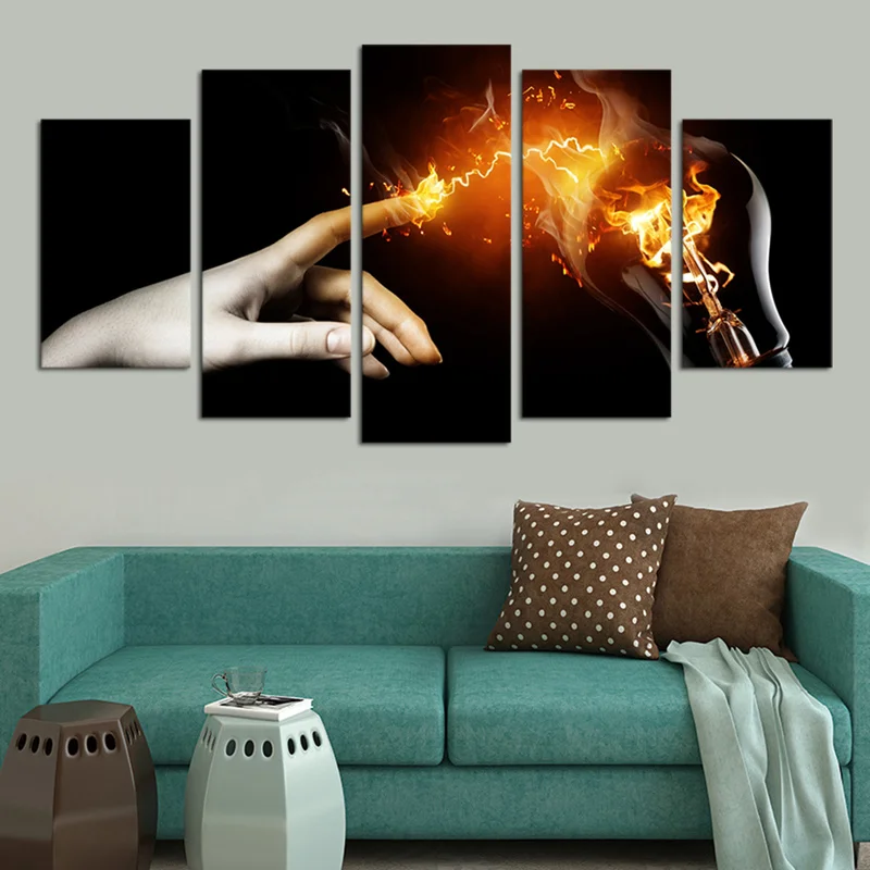 С сенсорной панелью плакат молнии Wall Art Печать холст картина 5 шт. Творческий дом