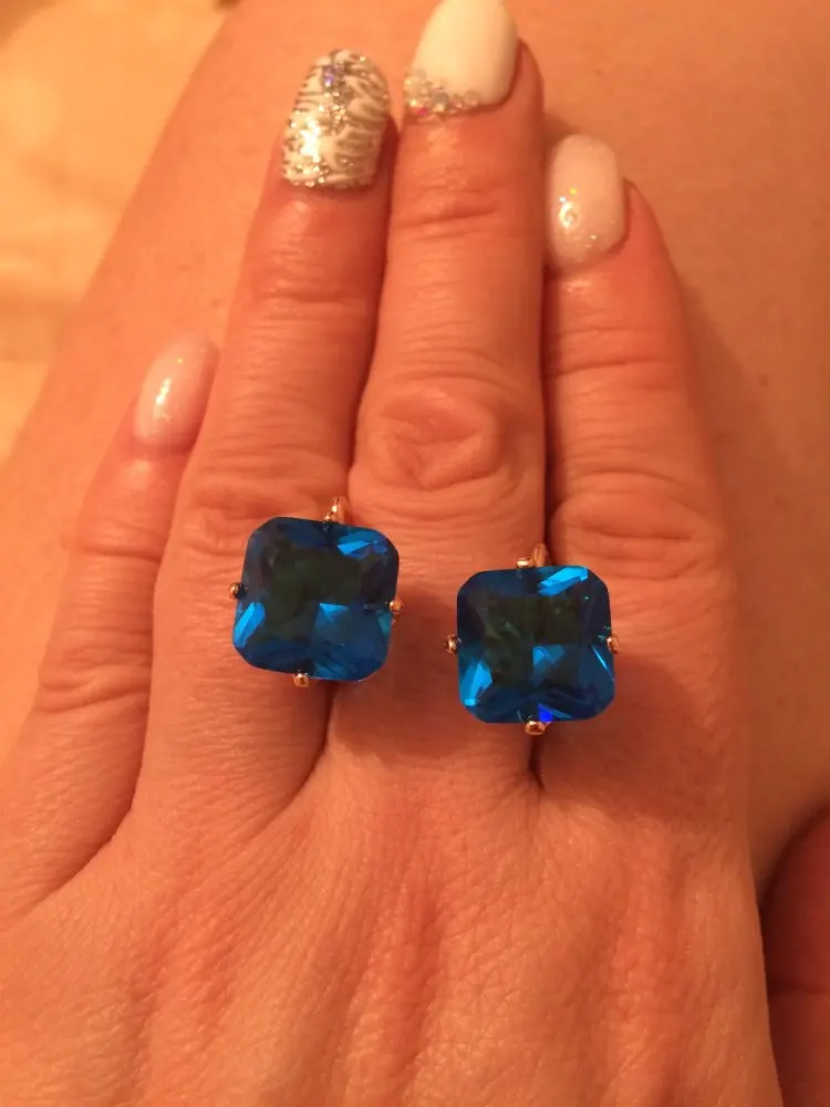 Женские серьги из розового золота 585 пробы с квадратными фианитами|wedding drop