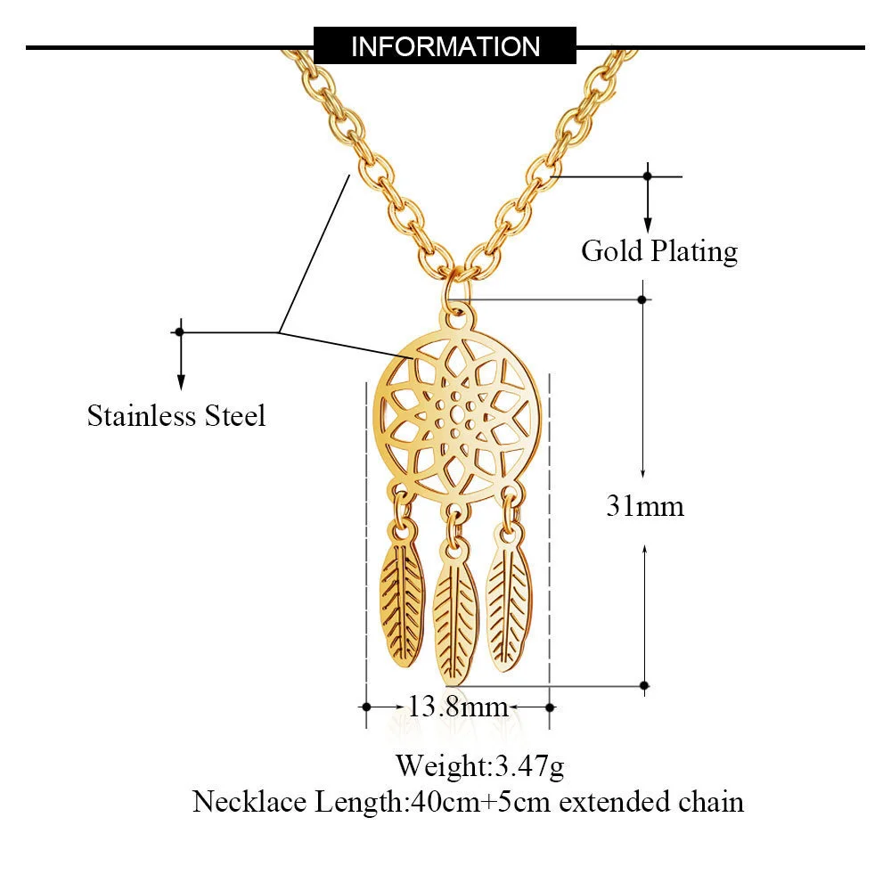 Индийский стальной титановый Ловец снов ожерелье для женщин модные ювелирные