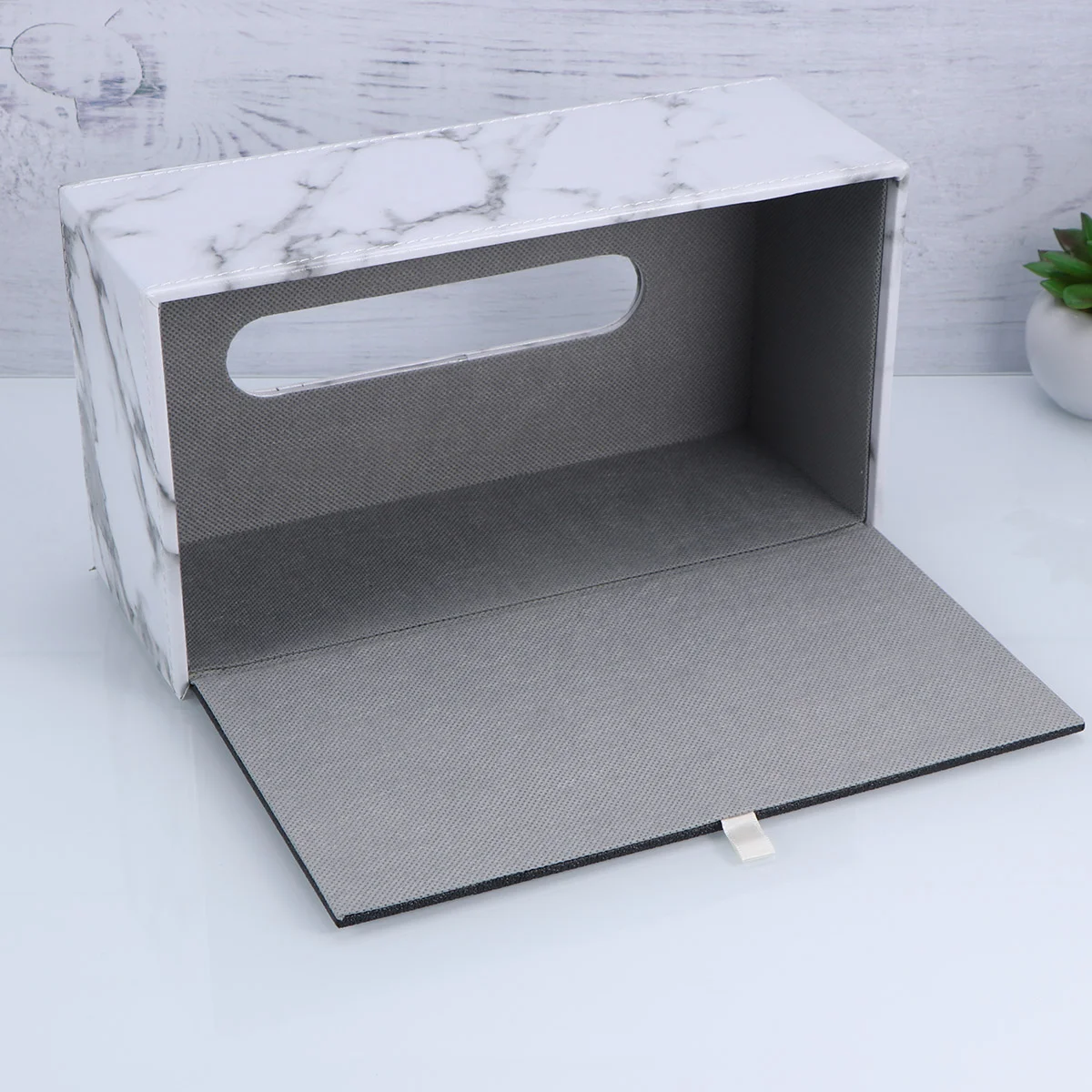 

Marbled Leather Tissue Box Square Paper Towel Holder Desktop Napkin Storage Container for Home Hotel
