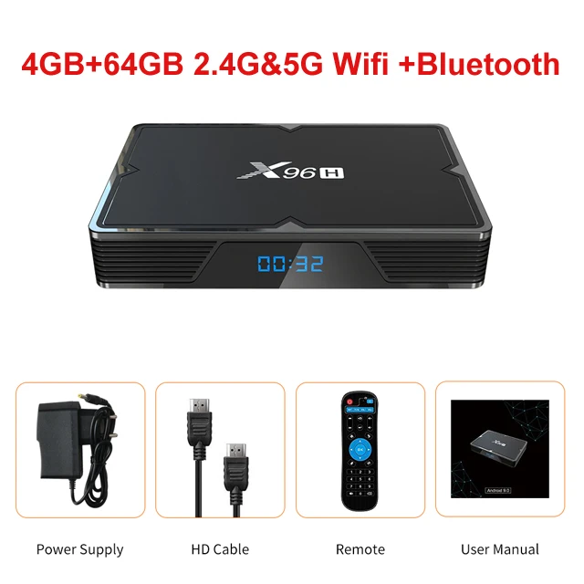 4G 64G Wechip X96H Android 9,0 Smart tv BOX Allwinner H603 четырехъядерный медиаплеер 2 HDMI Dual Wifi BT4.0 4K HD телеприставка 4 Гб 64 Гб коробка - Цвет: 4G 64G