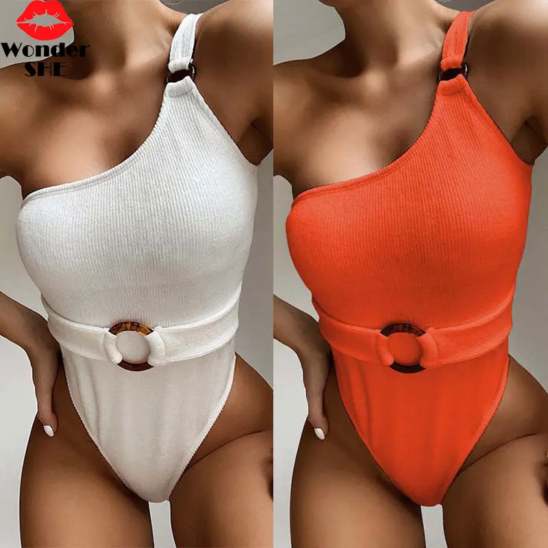 Сексуальный цельный купальник белого и оранжевого цвета для женщин новинка 2020