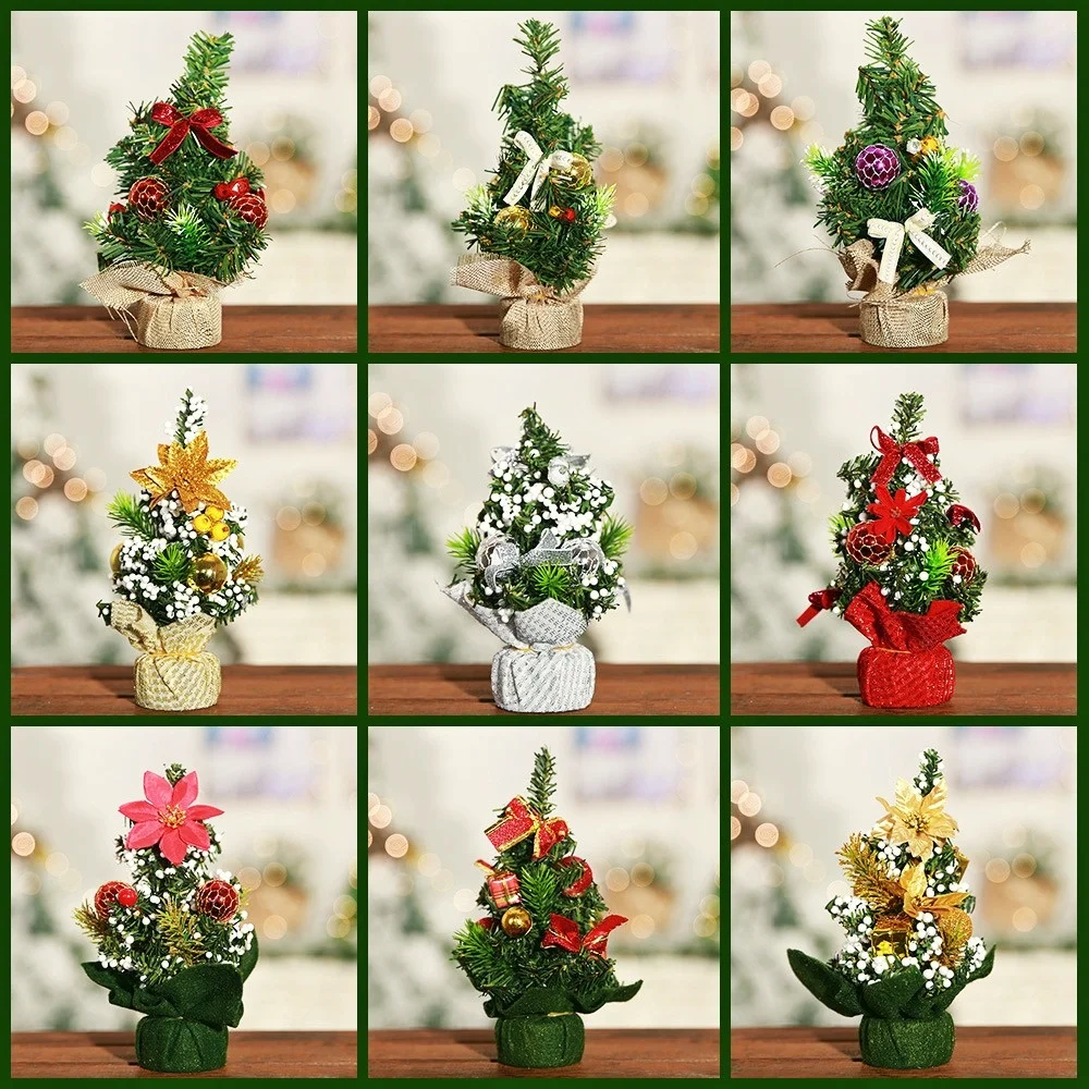 

2022 New Year Decorations, 20cm Mini Christmas Tree, Christmas Tabletop, Ornamental Bonsai, DIY Home Green Plants, Decorations,