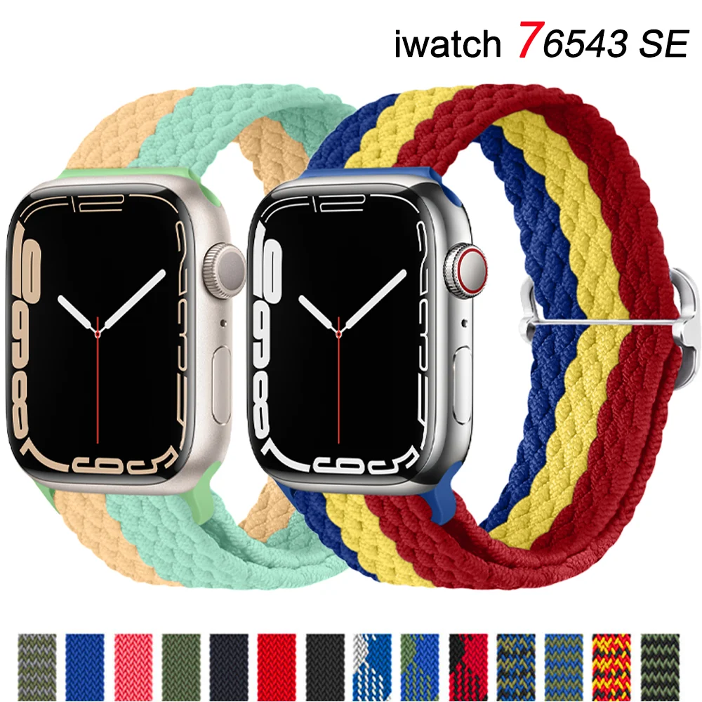 

Braided Solo Loop strap For Apple watch band 44mm 40mm 38mm 42mm Nylon Adjustable bracelet iWatch series 3 4 5 se 6 7 45mm 41mm