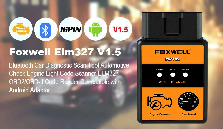 Адаптер FOXWELL FW102 V1.5 ELM327 OBD2 Bluetooth PIC18F25K80 | Автомобили и мотоциклы