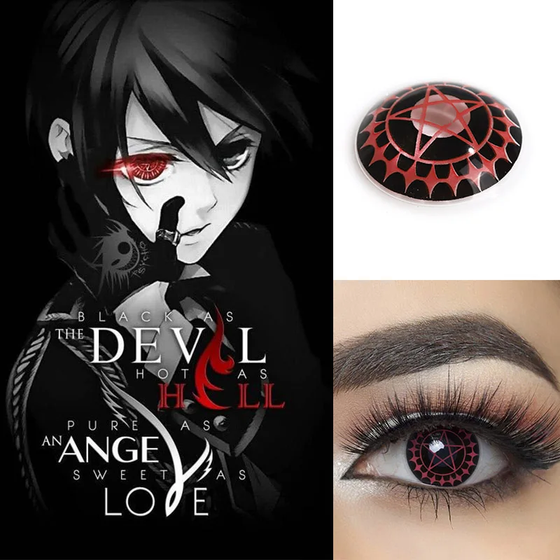Цветные контактные линзы для косплея аниме цветные ed черного дворецкого глаза