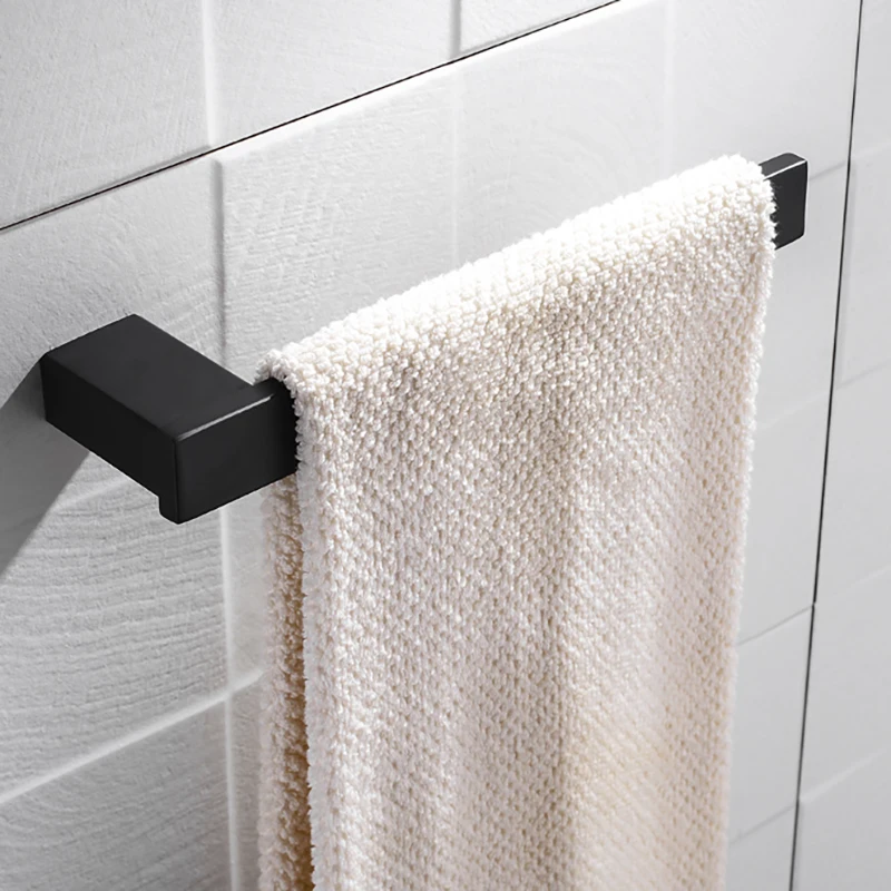 Черный держатель для полотенец ванной комнаты кольцо вешалка
