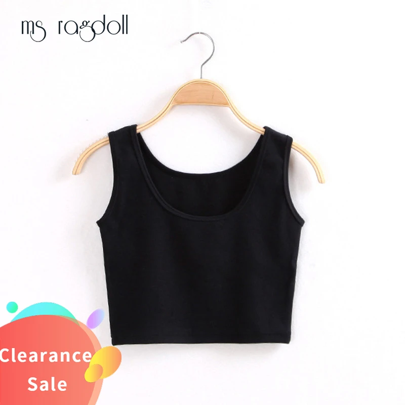MS ragdoll женская мода Повседневный без рукавов сексуальный однотонный черный топ