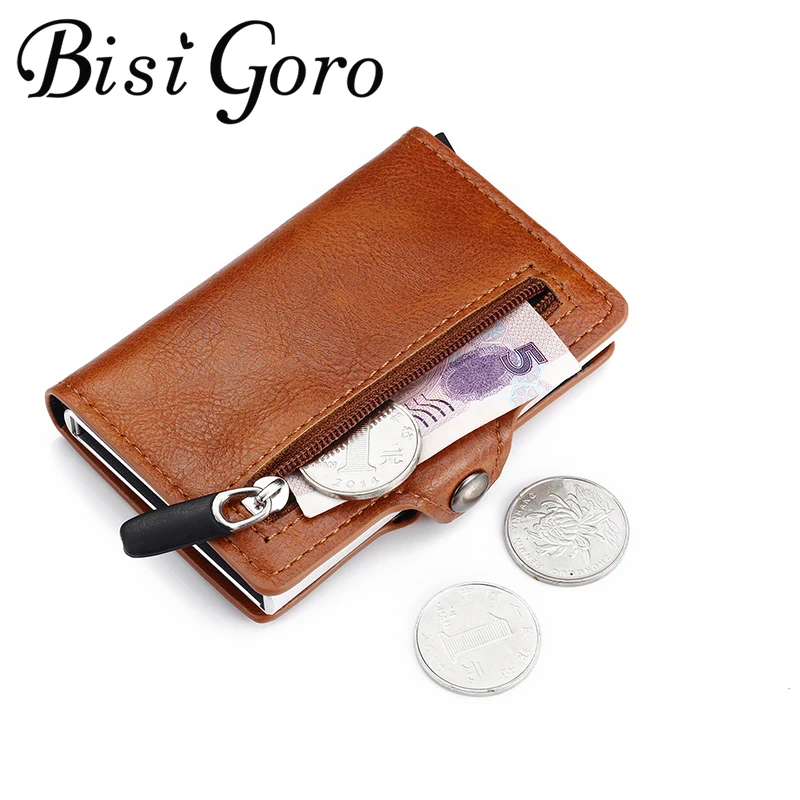 Bisi Goro/2021 металлический держатель для карт из искусственной кожи с функцией