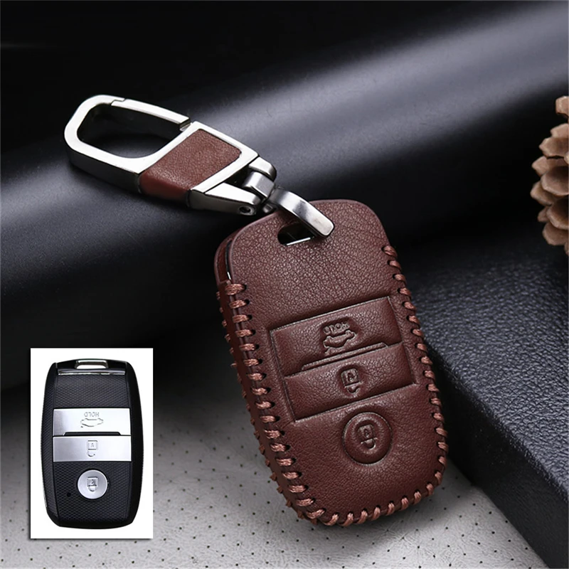 Brown Для Kia Rio K2 Ceed Sportage Soul Sorento Cerato Spectra Carens Forte Borrego автомобильный брелок с цепью защитный чехол для ключей - Цвет: Brown