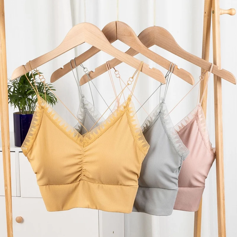 

French Beauty Back Bra Tube Top Vest Underwear Female Summer Sexy Lace Tank Top KINJ1