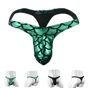 Трусы-стринги ZJH865t мужские с заниженной талией, из искусственной кожи