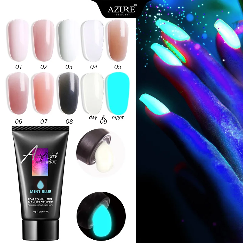 Azure Beauty Светящийся Кристалл УФ гель для ногтей наращивания светодиодный