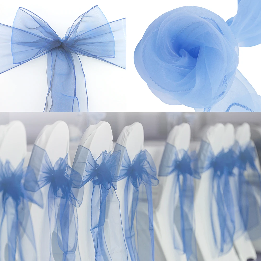 100 шт./компл. Топ с поясом из органзы распродажа свадебное кресло бантиком для