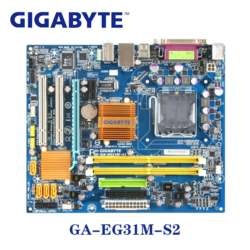 Материнская плата LGA 775 G31 DDR2 Gigabyte GA EG31M S2 100% USB2.0 4G Desktop SATA II системная PCI E X16