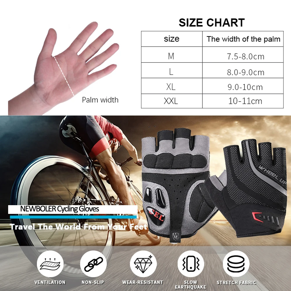 

Summer Cycling Gloves Half Short Finger Bike Gloves Shockproof Breathable MTB Road Bicycle Gloves Men Women Sports Equipment