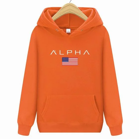 Мужская Высококачественная модная толстовка с буквенным принтом Alpha Industries Мужская/женская осенняя и зимняя новая брендовая Толстовка - Цвет: Orange