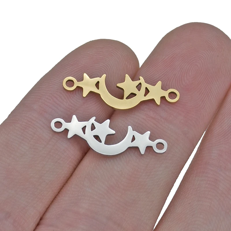 5 шт./лот соединители для браслетов из нержавеющей стали в виде Луны и звезды