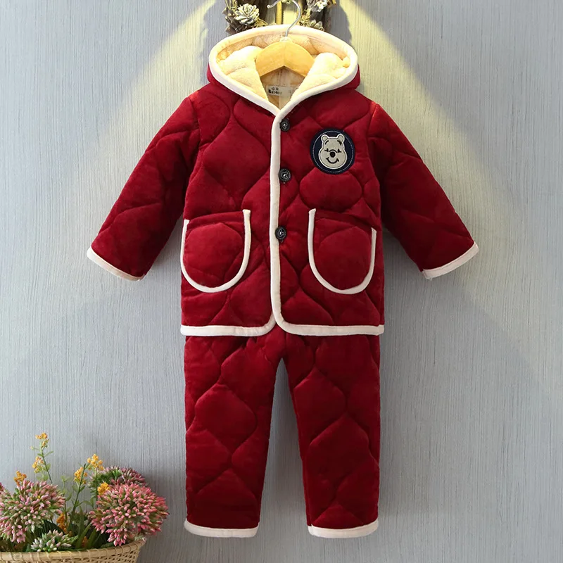 Зимний детский домашний костюм фланелевый утепленный пижамный комплект с