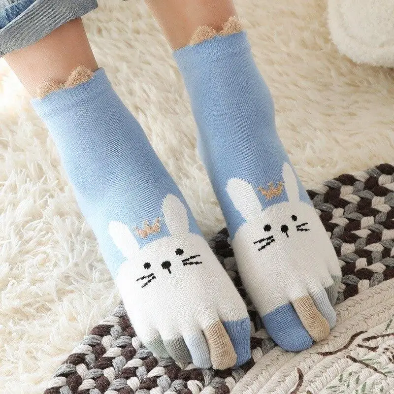 

1Pcs Random Color Cute Cotton Socks Cartoon Rabbit Children Toe Socks Girls Kids Five Finger Sock Children Gifts 3-12T