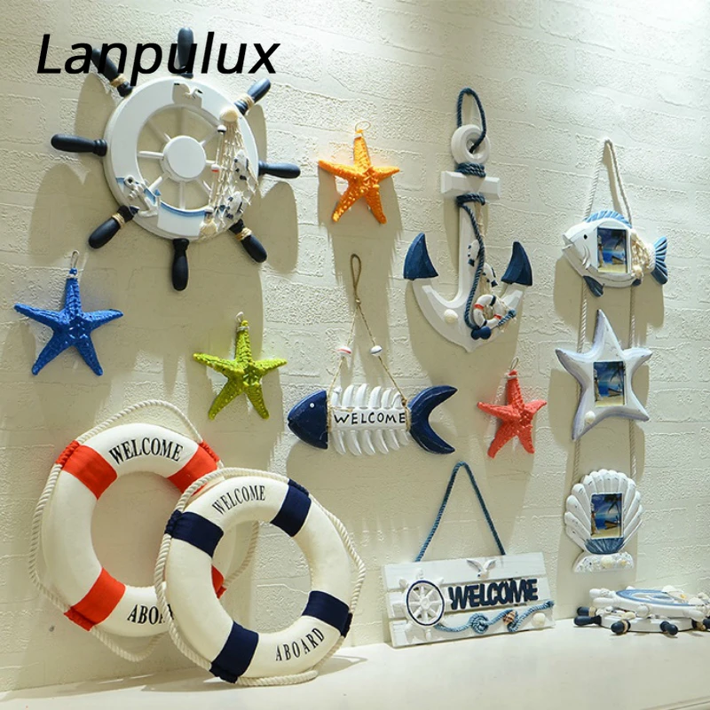 Lanpulux, синий руль, ночные светильники для детей, для мальчиков, для спальни, настенная креативная Подвесная лампа, Океанский стиль, прикроватное декоративное освещение