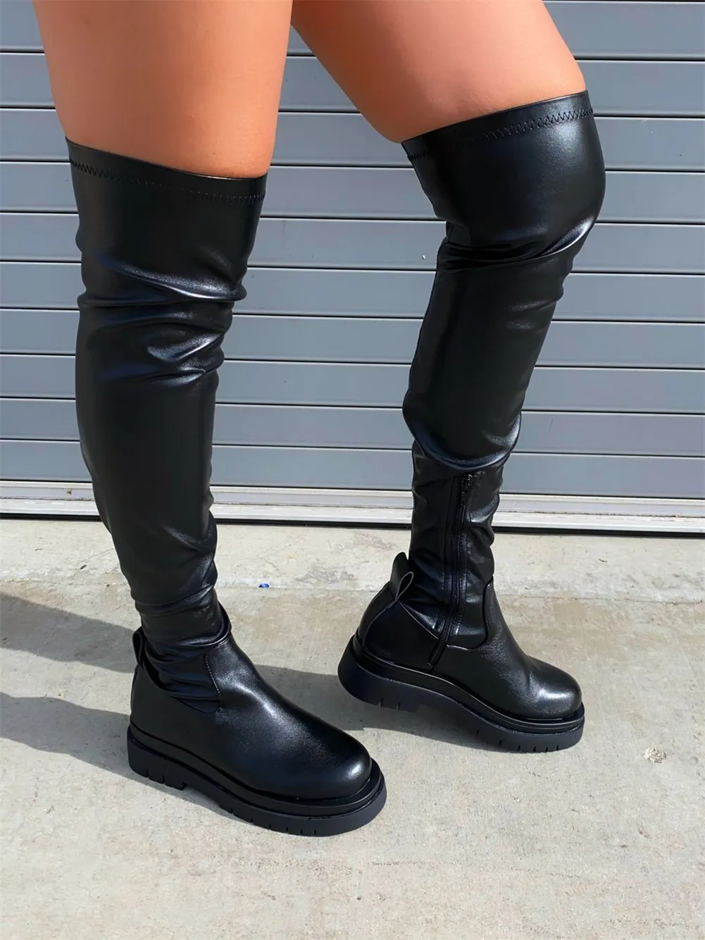 

Lasyarrow Brand New Female Platform Thigh High Boots Fashion Slim Chunky Heels Over The Knee Boots Women Party Shoes Woman