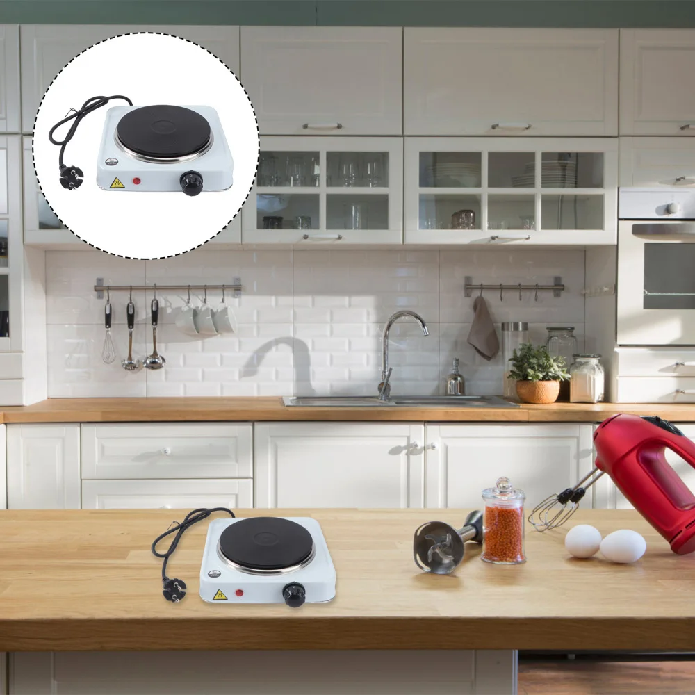 

Lightweight Portable 1000W Single Burner Multi-functional 0-5 Settings Electric Stove with Plug (White)