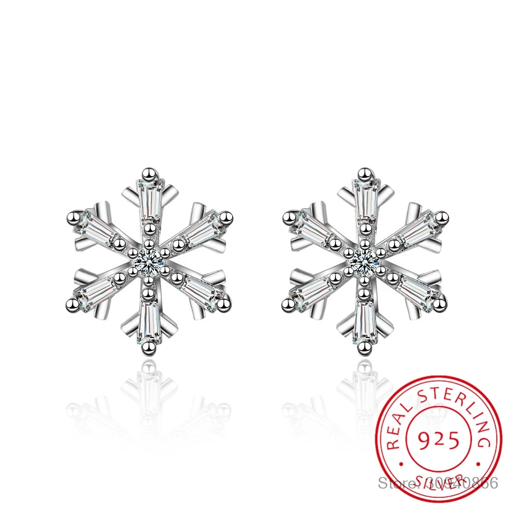 

New Arrival Sparkling Moissanite Gemstone Snowflake Stud Earring for Women 925 Sterling Silver D color Solitaire Fine Jewelry