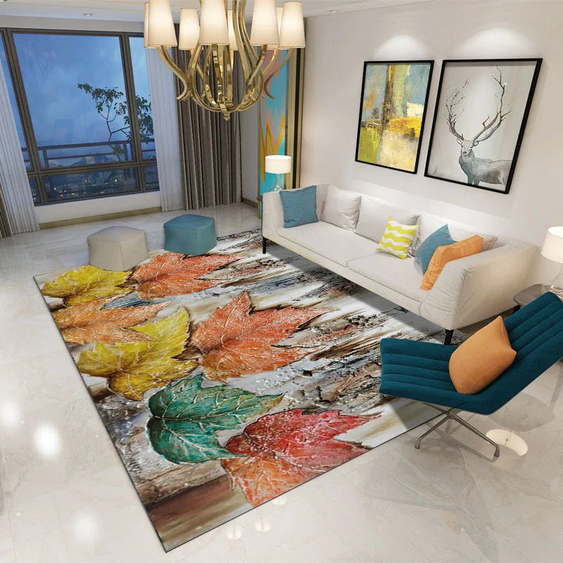 

Высококачественный художественный ковер с принтом кленовых листьев для гостиной, спальни, нескользящий напольный коврик, модные Коврики д...