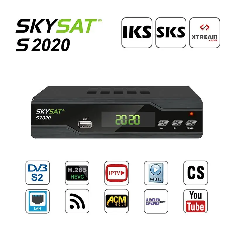 SKYSAT S2020 DVB-S2 H.265 Бразилия Duall тюнер спутниковый ресивер IKS SKS VOD ACM IPTV M3U Xtream-код HDMI
