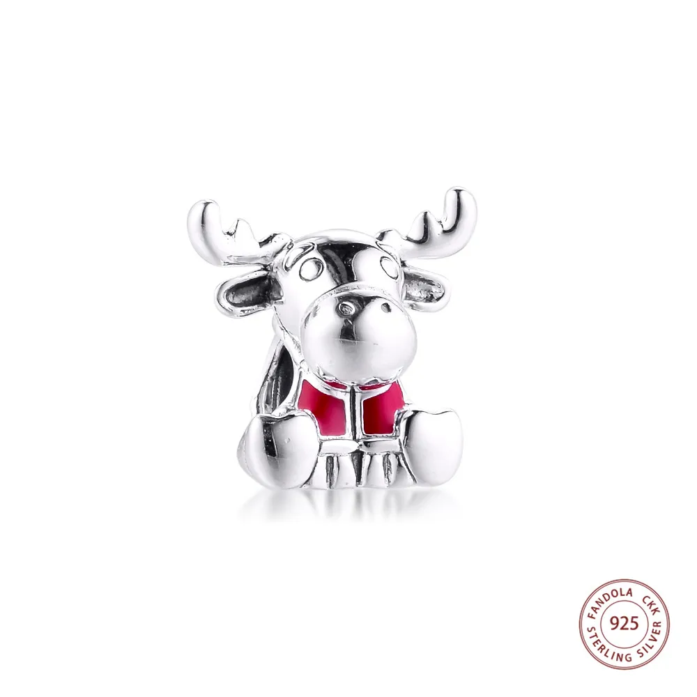Подлинное 925 пробы серебро Канаде Moose узор в виде кленового листа бусины для