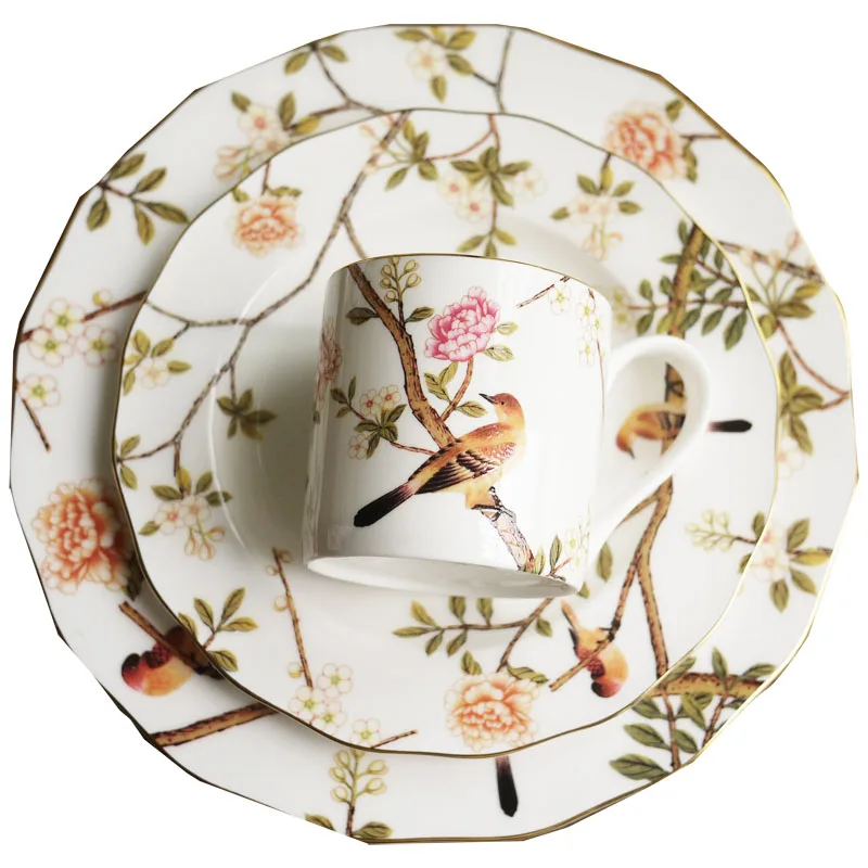 High-end Bone China Flowers and Bird Tea Set/Cup/Plate | Дом и сад